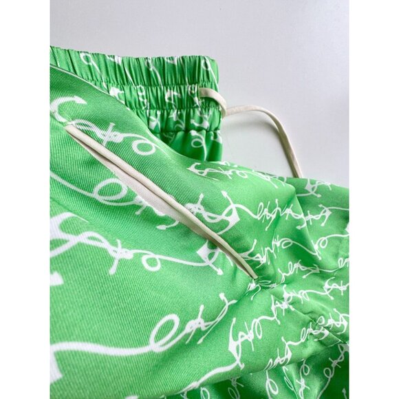 NWOT SANDRO Voillier Green Anchor Print Satin Pajama Playsuit Set, Size 3/42 - Picture 11 of 16